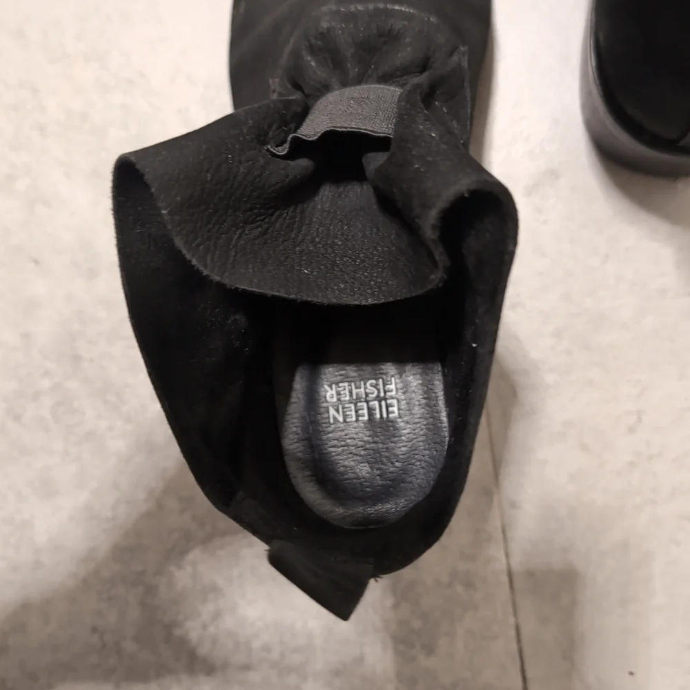 Eileen Fisher Black Nubuck Leather Boots 8